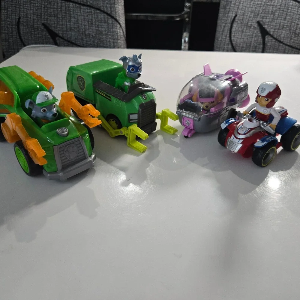 Paw Patrol Toy Lot 8 Piece Ryder Skye Rocky Vehicles and Figures Set